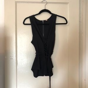 Free People Tie-up Shirt with Zipper